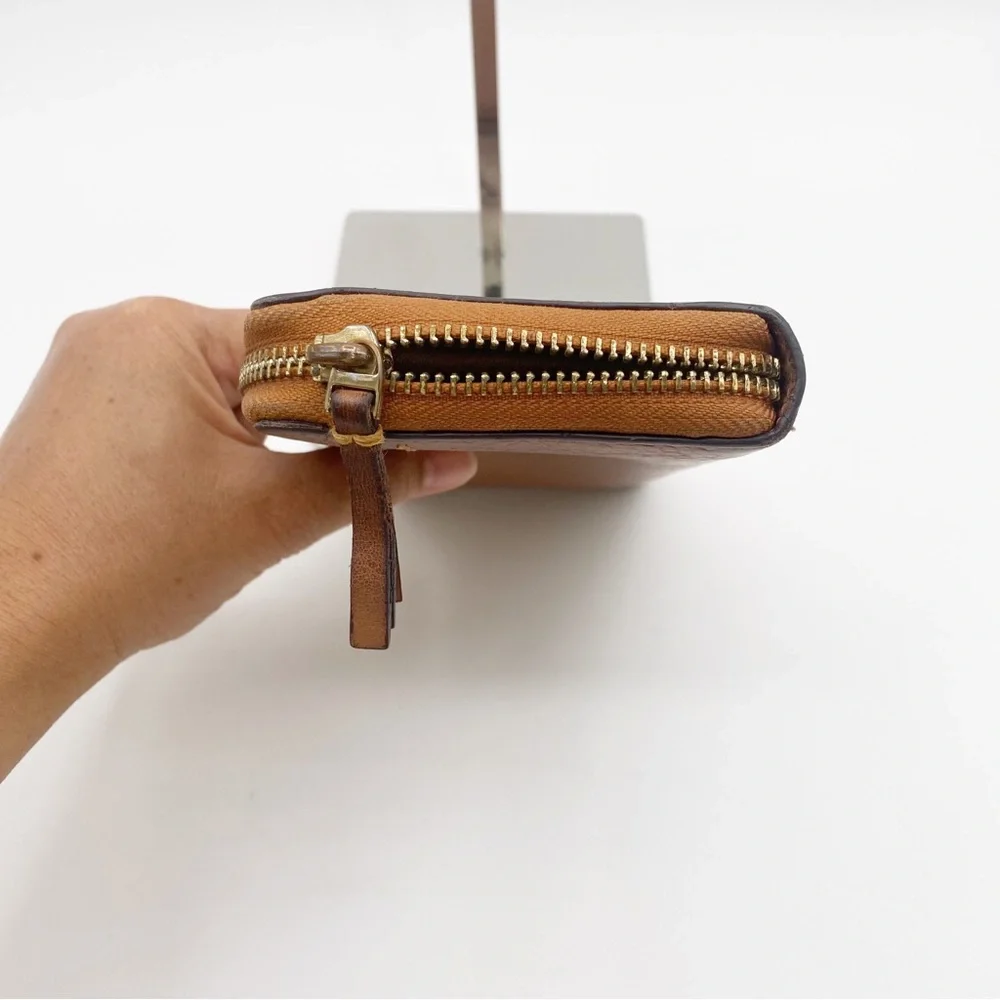 TORY BURCH Long Wallet Leather Caramel Color 7.5” x 4” Soft Leather Sleek